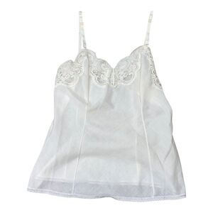 Vtg Wonder Maid White Lace Trim Camisole Size 34 Polyester Cotton Fine Lingerie